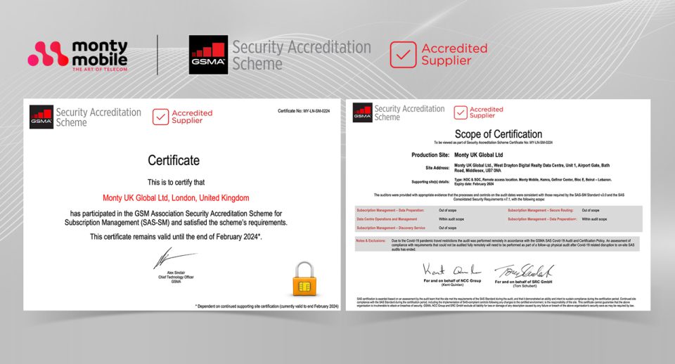 GSM Association Security Accreditation Scheme Certificate